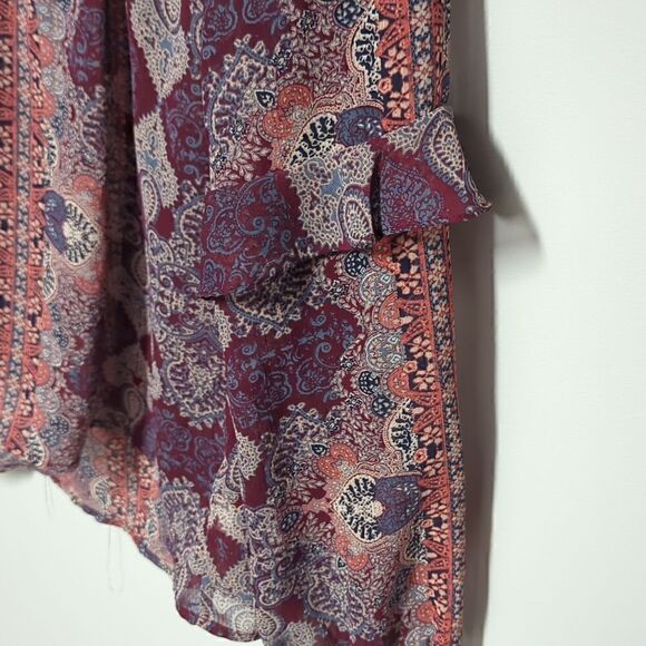 Knox Rose Maroon Paisley Sheer Blouse - Picture 3 of 6